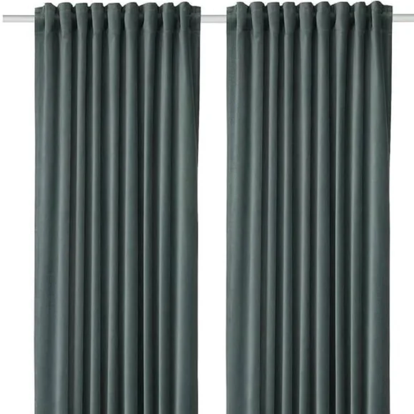 Ikea Sanela Velvet Curtains in Gray Green (4 panels), 55"x98" - Picture 2 of 5